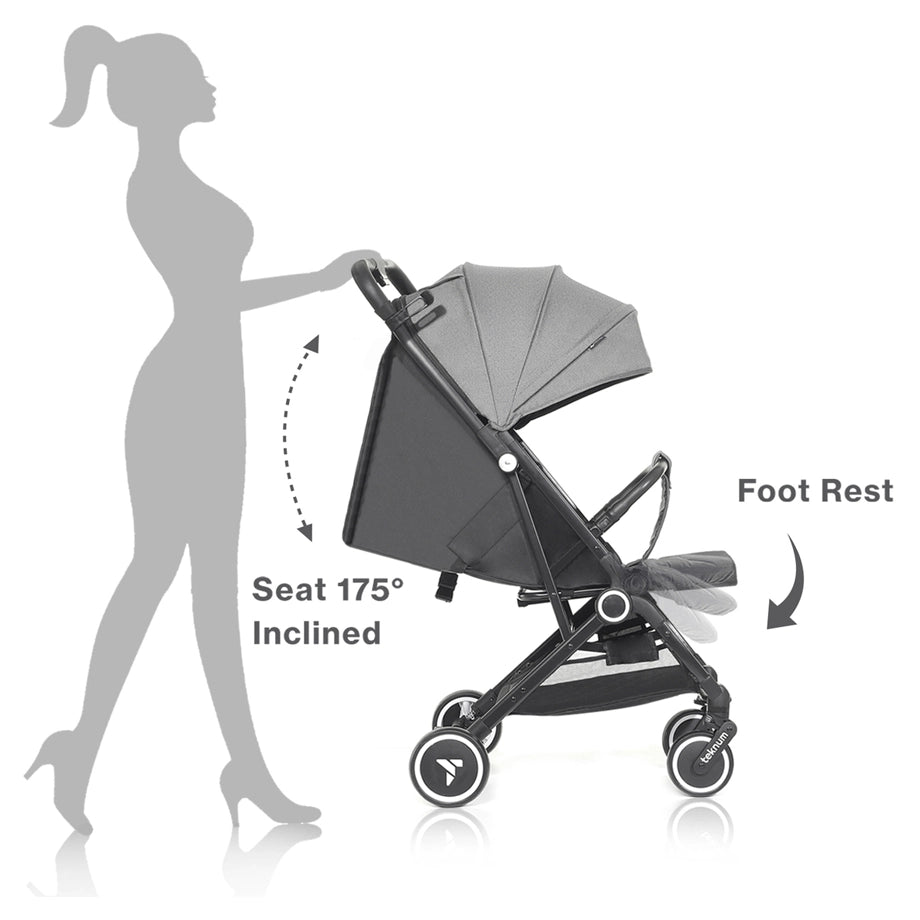 Teknum Travel Cabin Stroller with Coffee Cup Holder (Grey)