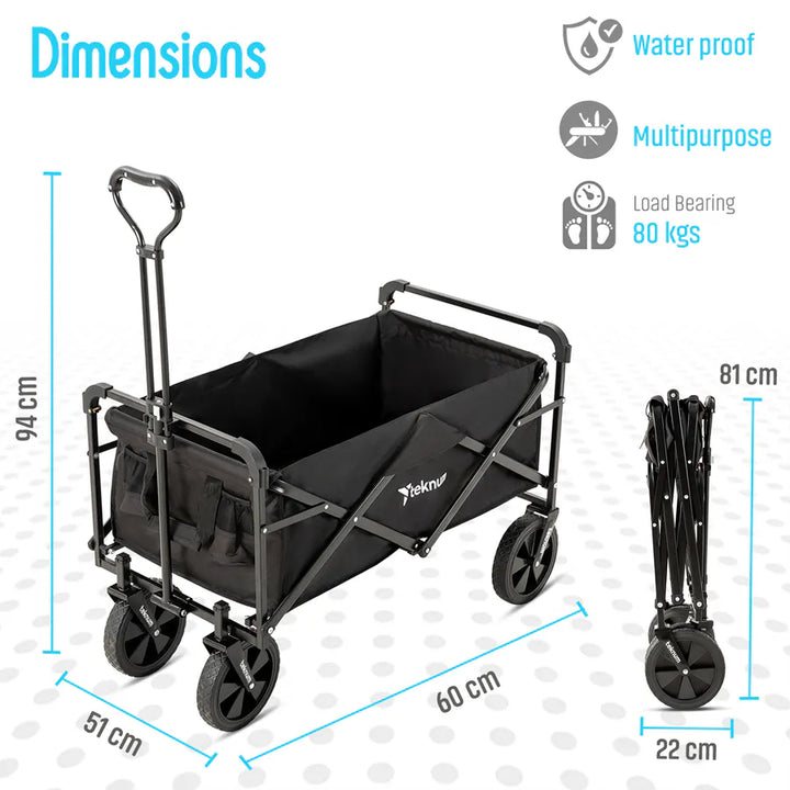 Teknum Folding Wagon Cart w/ Canopy (Black)