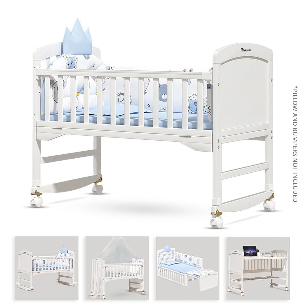 Teknum 7 in 1 Convertible Bedside Crib & Kids Bed with Mattress