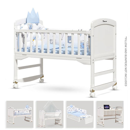 Teknum 7 in 1 Convertible Bedside Crib & Kids Bed with Mattress