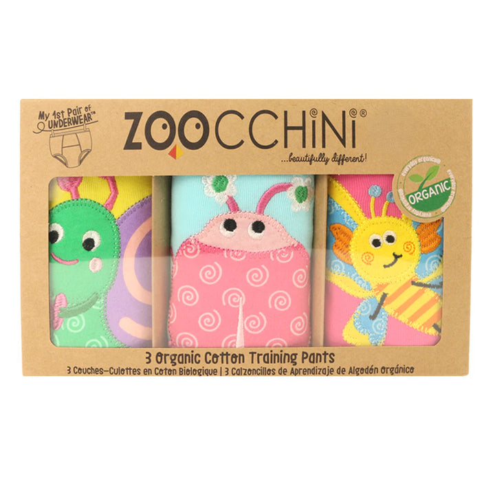 Zoocchini 3 Piece Organic Potty Training Pants Set 2T/3T Girls (Garden Creatures)
