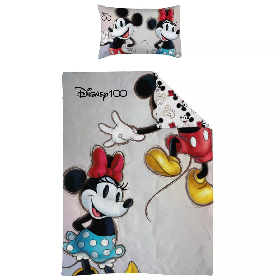 Disney Single Comforter x2 with 1 Pillow Case (Mickey and Minnie Mouse)