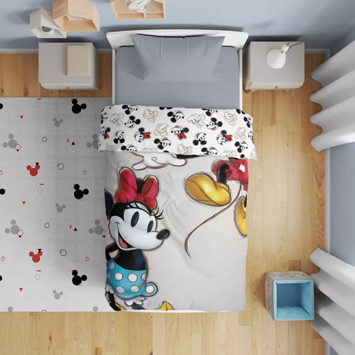Disney Single Comforter x2 with 1 Pillow Case (Mickey and Minnie Mouse)