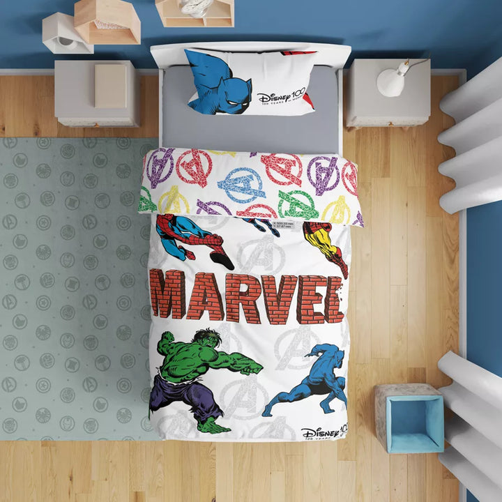 Disney Marvel Single comforter x2 with 1 Pillow Case (Avengers)