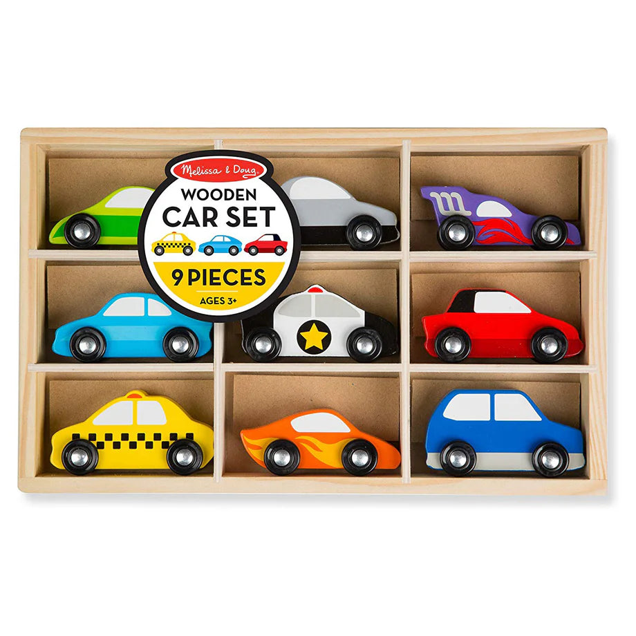 Melissa & Doug Wooden Car Set (9 Pieces)