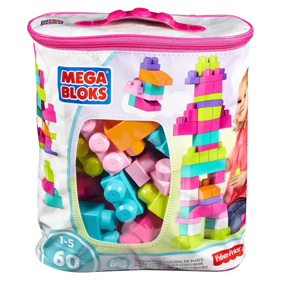 Mega Bloks Fisher-Price First Builders Big Building Bag (Pink, 60 Pieces)