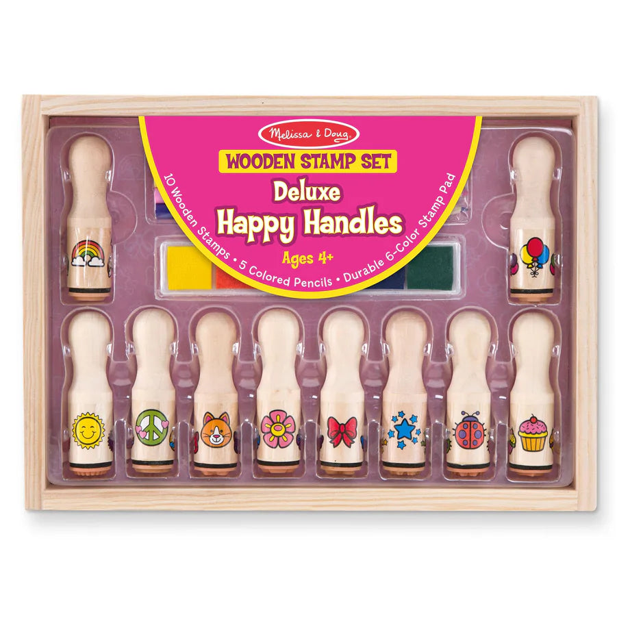 Melissa & Doug Deluxe Happy Handles Wooden Stamp Set
