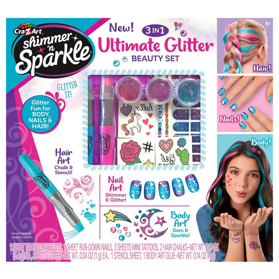 Shimmer n Sparkle 3-in-1 Ultimate Glitter Beauty Set