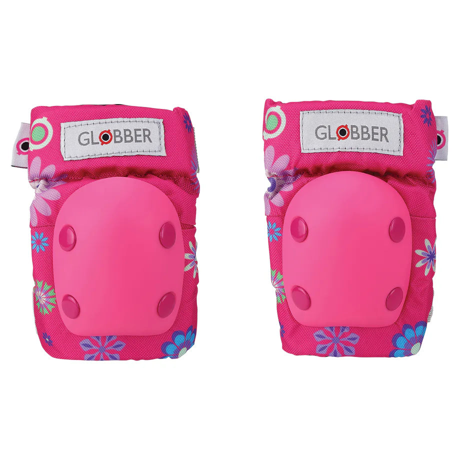 Globber Toddler Racing Elbows & Knee Protective Gear Pads (Xxs, Deep Pink With Flowers)