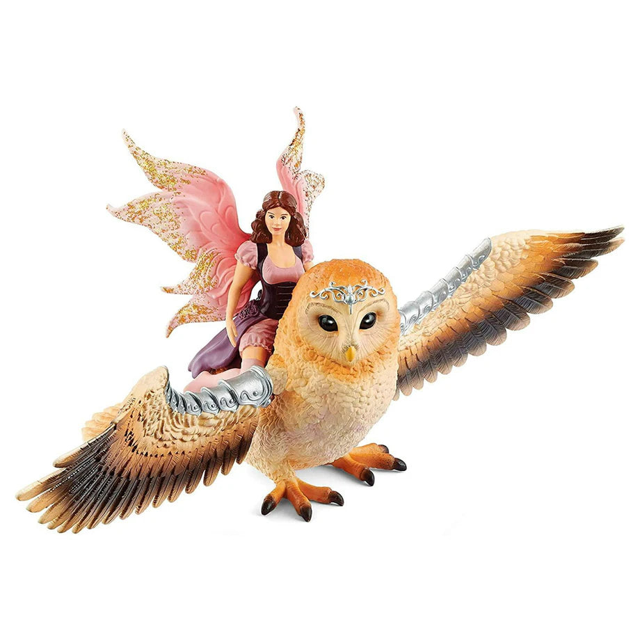 Schleich Bayala Fairy in Flight on Glam-Owl Toy Figurine