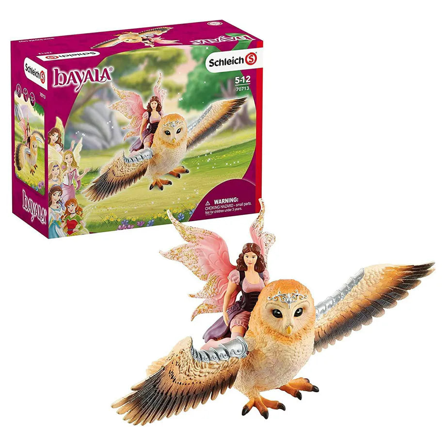 Schleich Bayala Fairy in Flight on Glam-Owl Toy Figurine