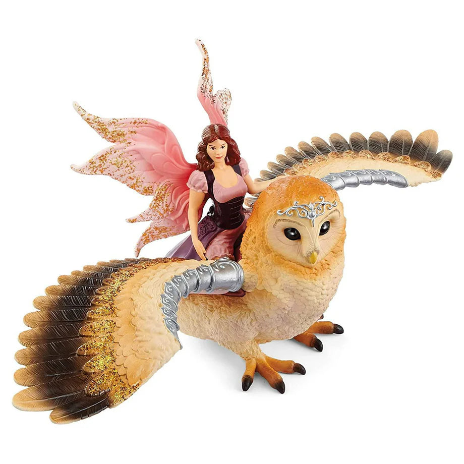 Schleich Bayala Fairy in Flight on Glam-Owl Toy Figurine