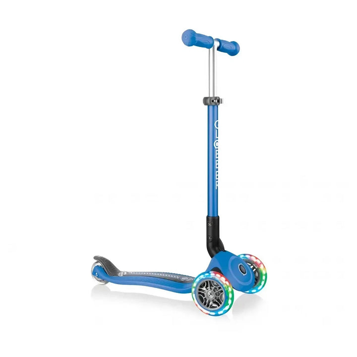 Globber Primo Foldable Fantasy Lights 3-Wheel Kick Scooter (Navy Blue)