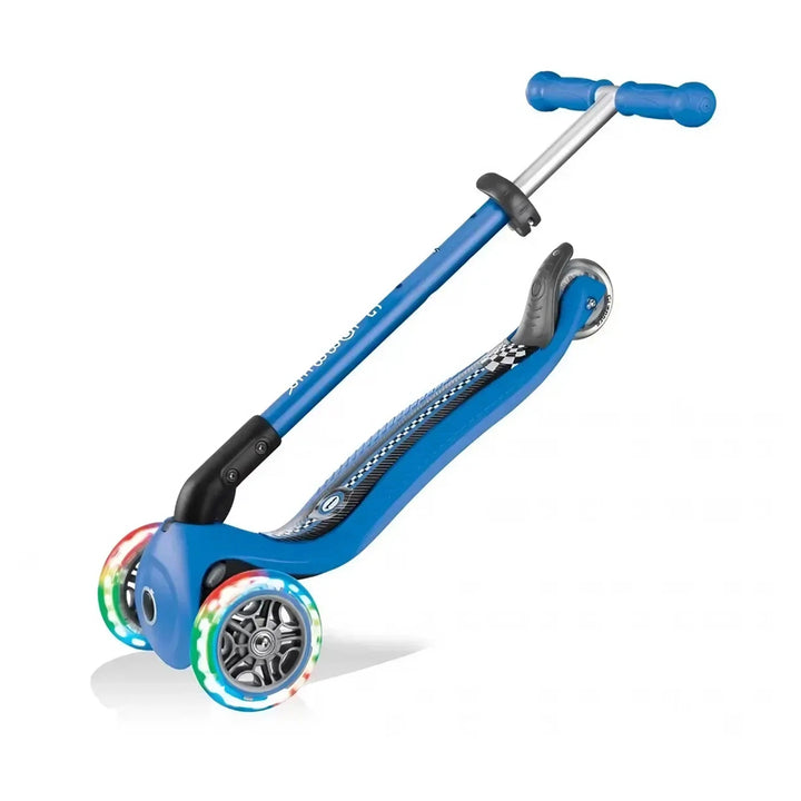 Globber Primo Foldable Fantasy Lights 3-Wheel Kick Scooter (Navy Blue)