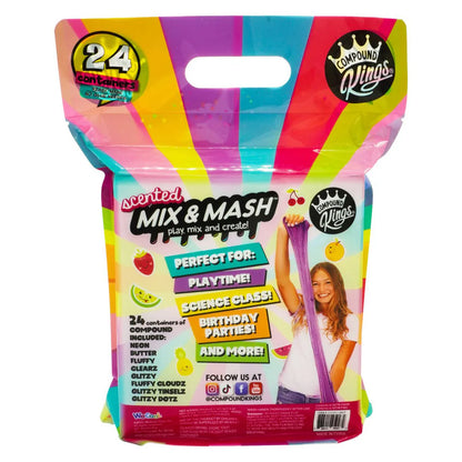 WeCool Compound Kings Scented Mix and Mash Putty and Slime Play, Mix and Create Activity Set (24 Pieces)