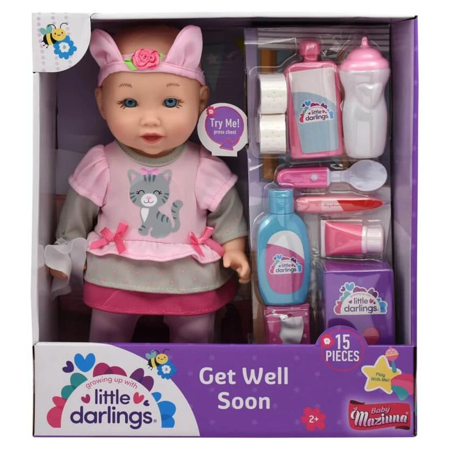 Baby Maziuna Little Darlings Get Well Soon Doll & Playset (15 Pieces)