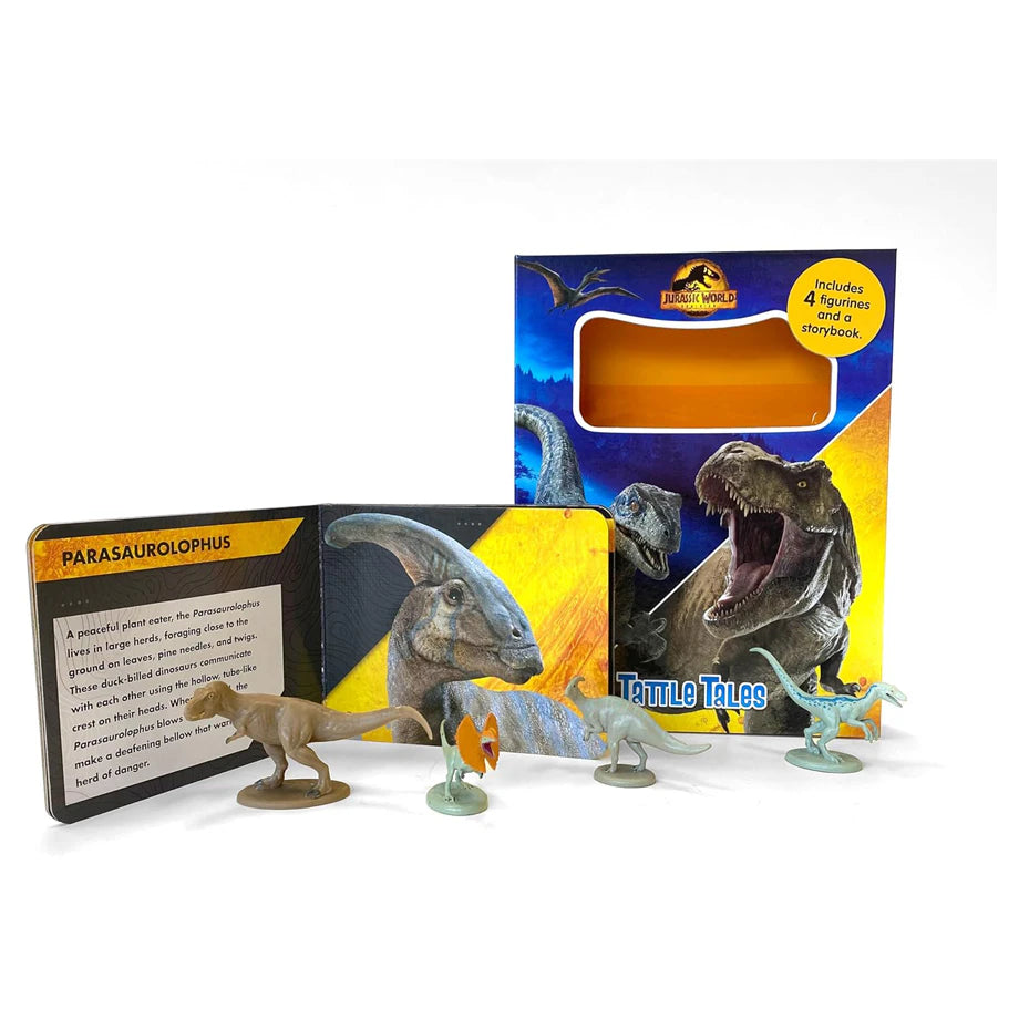 Phidal Jurassic World Tattle Tales Story Book with Four Figurines (12 Pages, Hardcover)