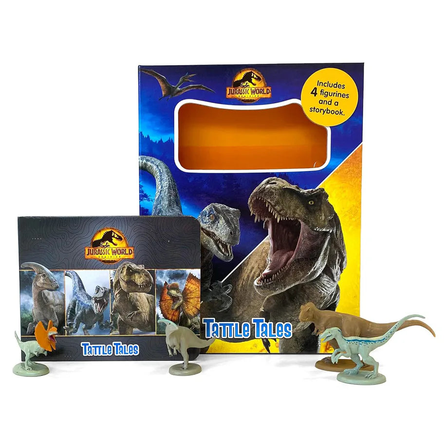 Phidal Jurassic World Tattle Tales Story Book with Four Figurines (12 Pages, Hardcover)