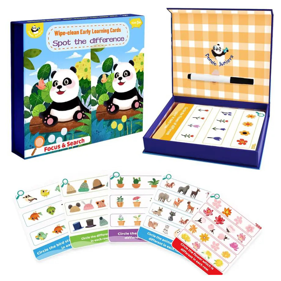Panda Juniors Wipe-Clean Spot the Difference Early Learning Cards
