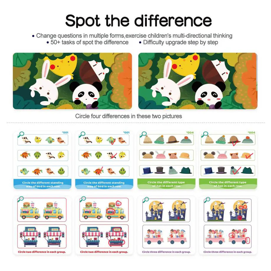 Panda Juniors Wipe-Clean Spot the Difference Early Learning Cards