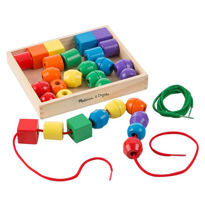 Melissa & Doug Primary Lacing Beads Educational Toy (30 Wooden Beads)