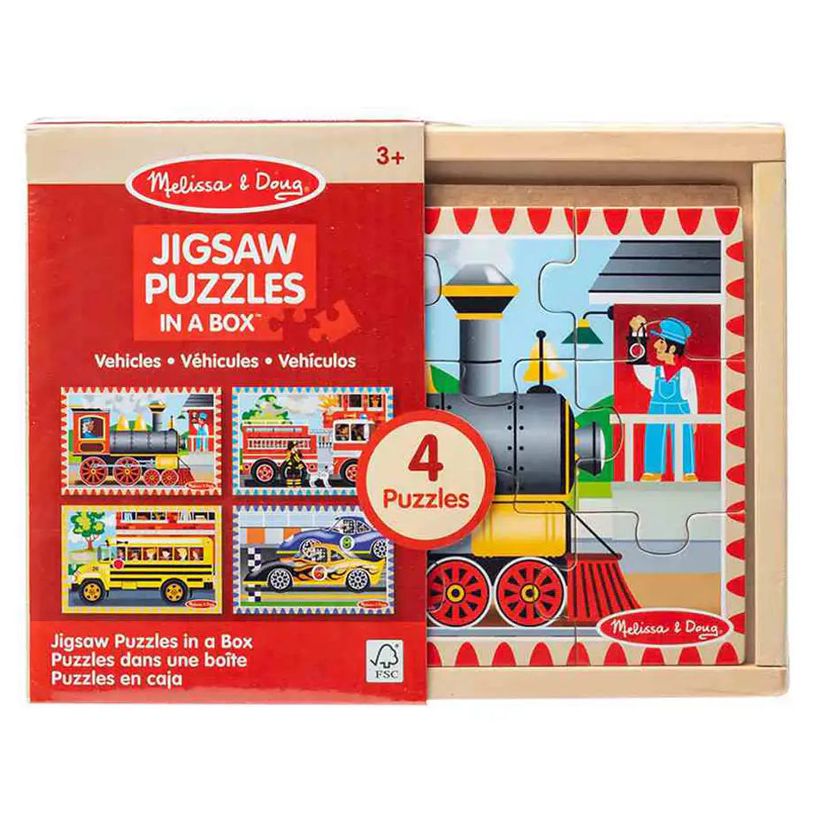 Melissa & Doug Vehicle Wooden Jigsaw Puzzles in a Box (48 Pieces)