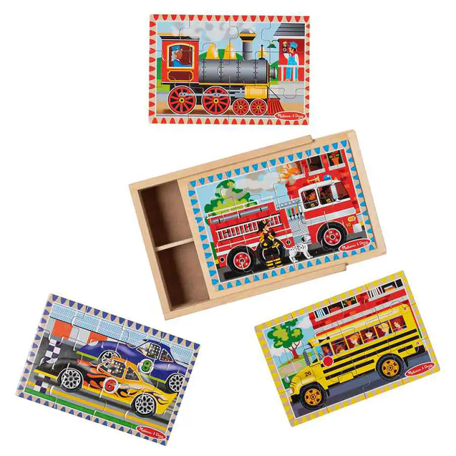 Melissa & Doug Vehicle Wooden Jigsaw Puzzles in a Box (48 Pieces)