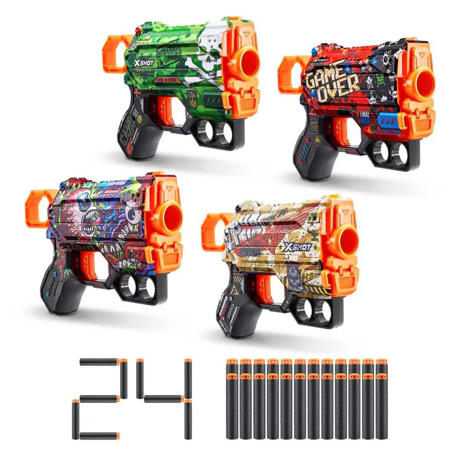 X-Shot Skins Menace Dart Blasters (4 Pieces)