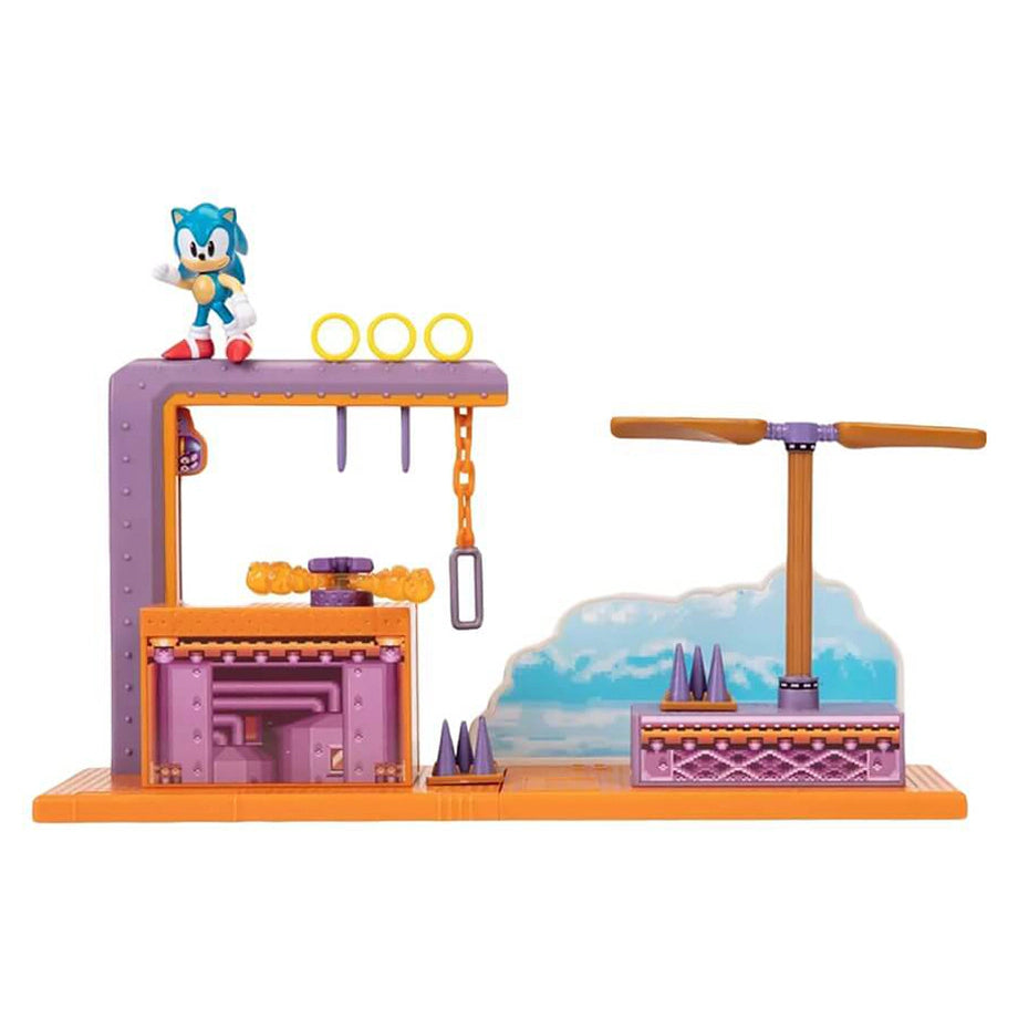 Sonic The Hedgehog Flying Battery Zone Playset with Metal Sonic Figure (15 Pieces)