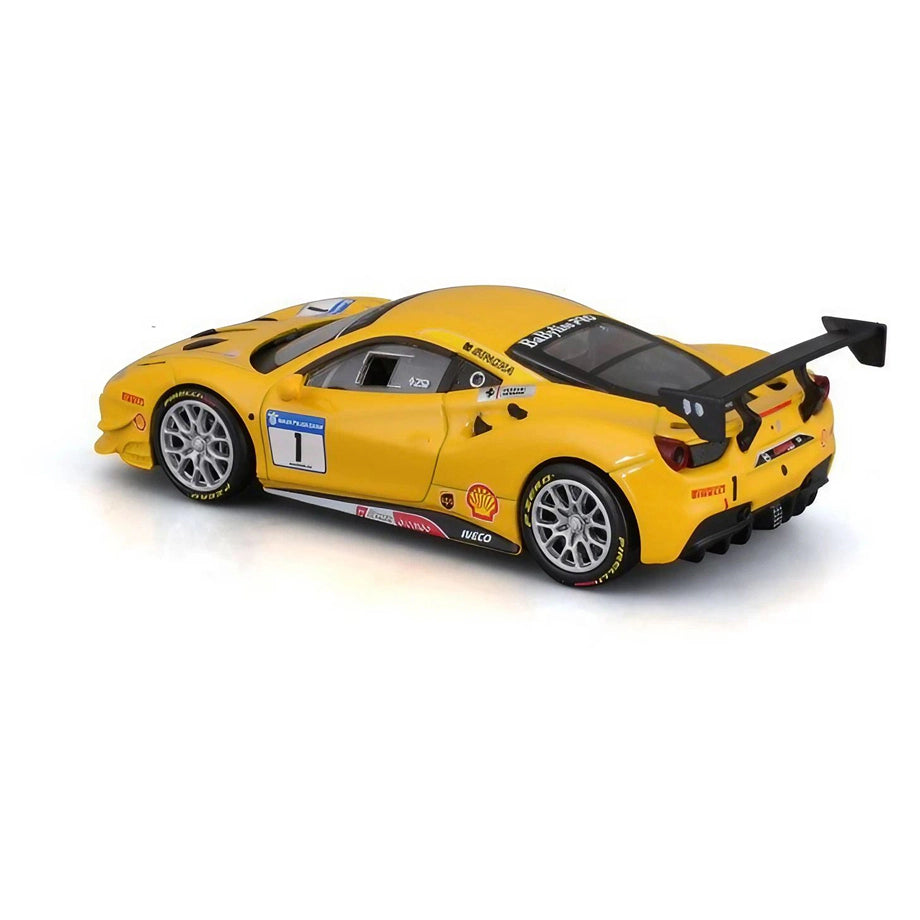 Bburago Ferrari Racing 488 Challenge 2017 Die-Cast Vehicle (1:43, Yellow)