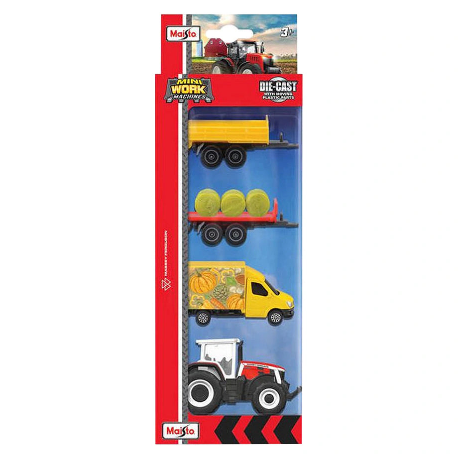Maisto Mini Work Machine Tractor Set (4 Pack)