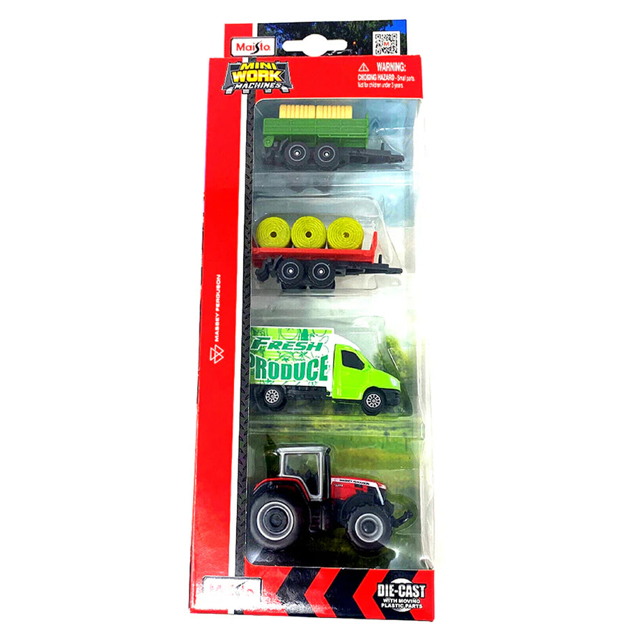 Maisto Mini Work Machine Tractor Set (4 Pack)