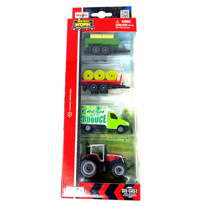 Maisto Mini Work Machine Tractor Set (4 Pack)