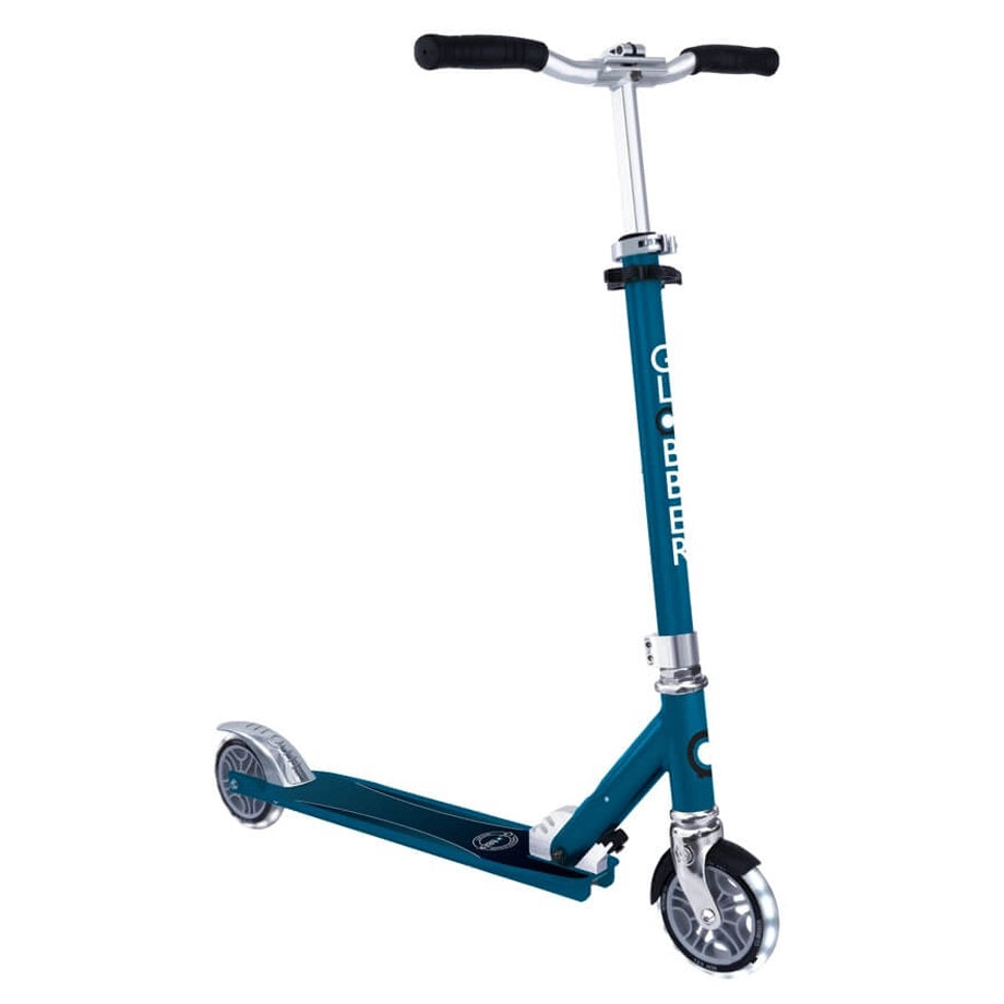 Globber Flow Elements Kick Scooter with Lights (Petrol Blue)