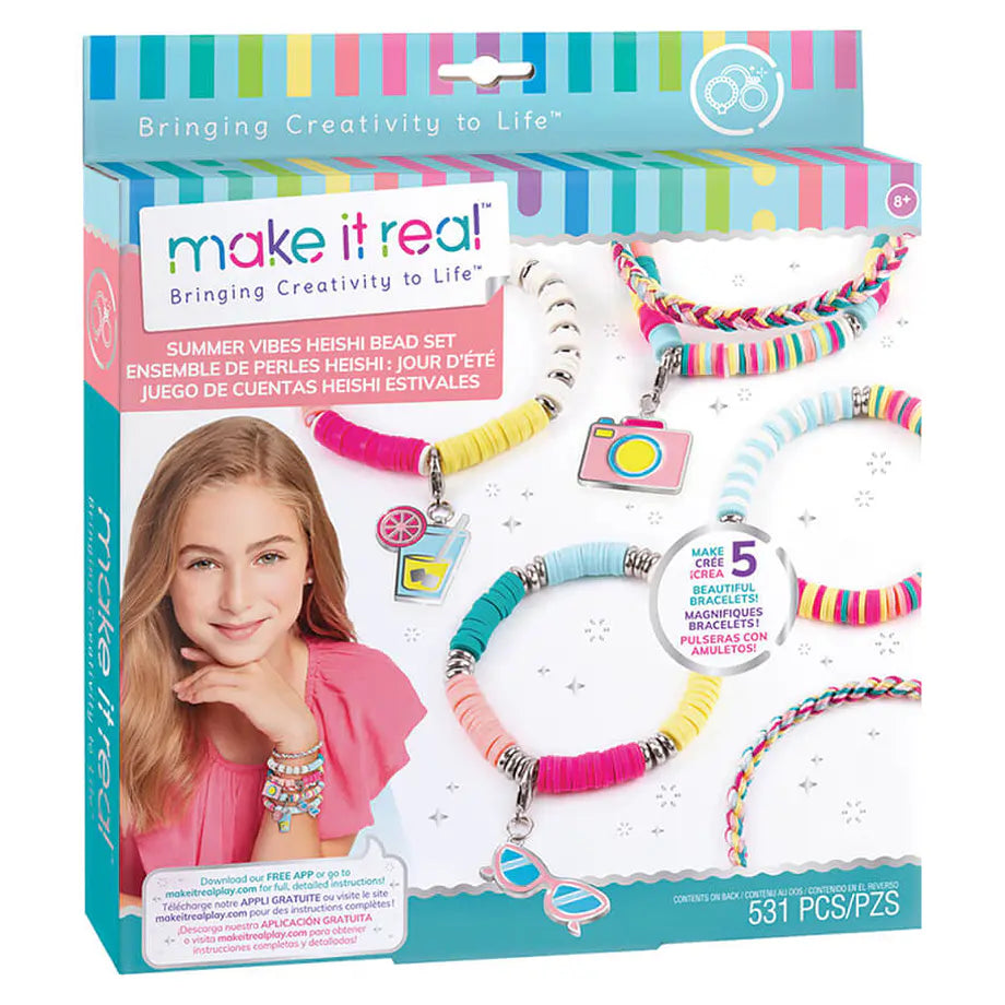 Make It Real Summer Vibes Heishi Beads DIY Craft Kit (531 Pieces)