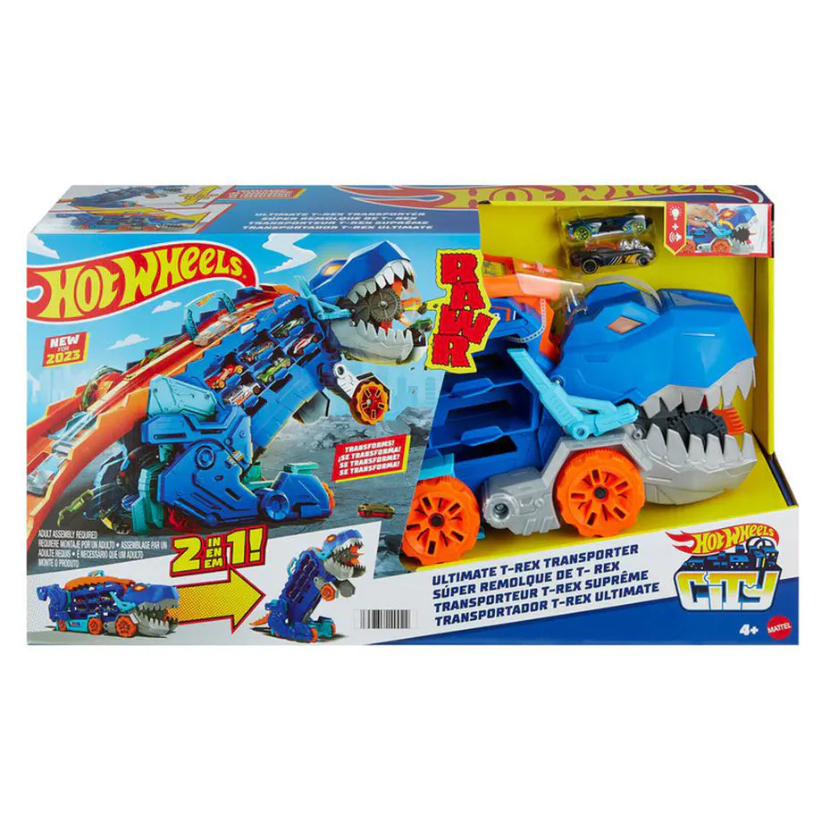 Hot Wheels City Ultimate T-Rex Transporter Hauler Set