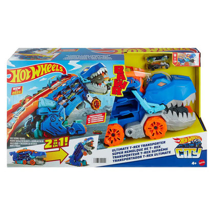 Hot Wheels City Ultimate T-Rex Transporter Hauler Set