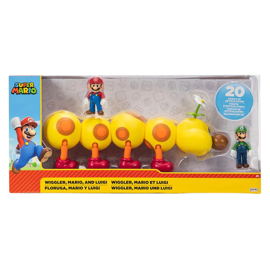 Nintendo Super Mario Wiggler, Mario, and Luigi Figure Set (30.48 cm, Set of 3)