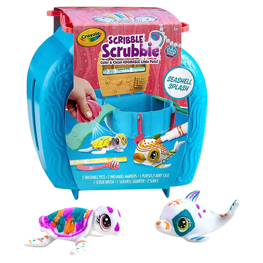 Crayola Scribble Scrubbie Ocean Pets Seashell Splash Playset & 3 Washable Markers