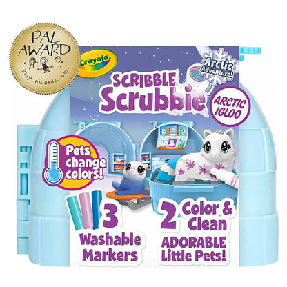 Crayola Scribble Scrubbie Pets Arctic Igloo Playset & 3 Washable Markers