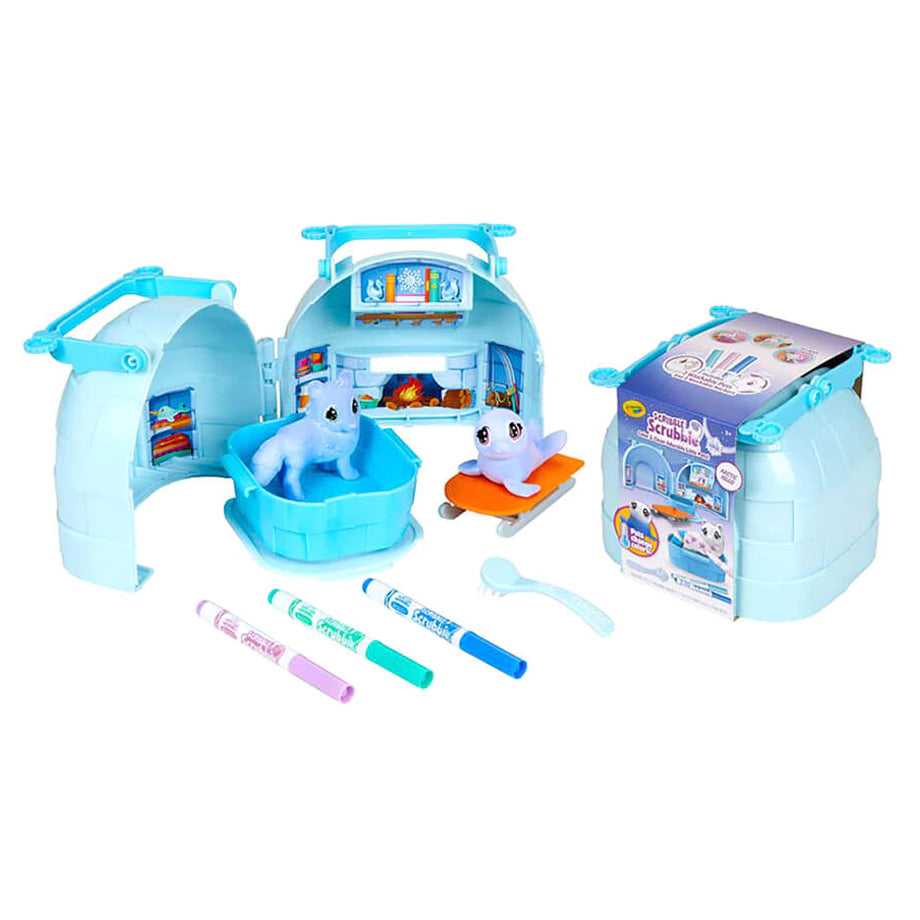 Crayola Scribble Scrubbie Pets Arctic Igloo Playset & 3 Washable Markers