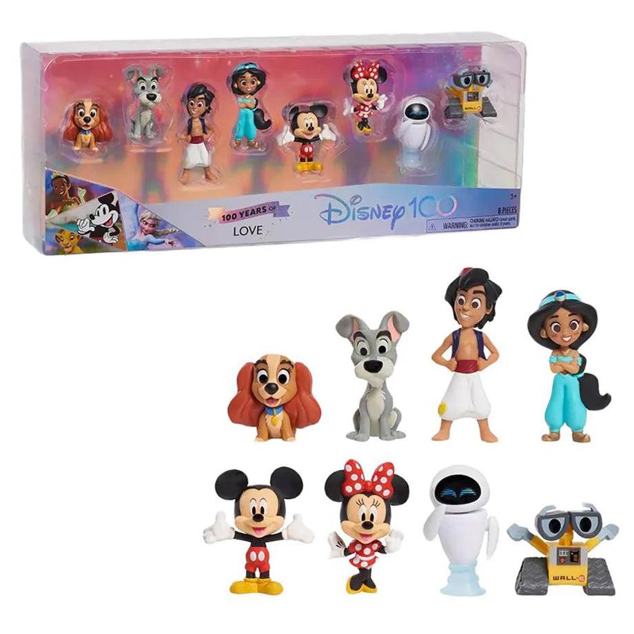 Disney 100 Years of Love Celebration Figure Set (7 cm, 8 Pack)