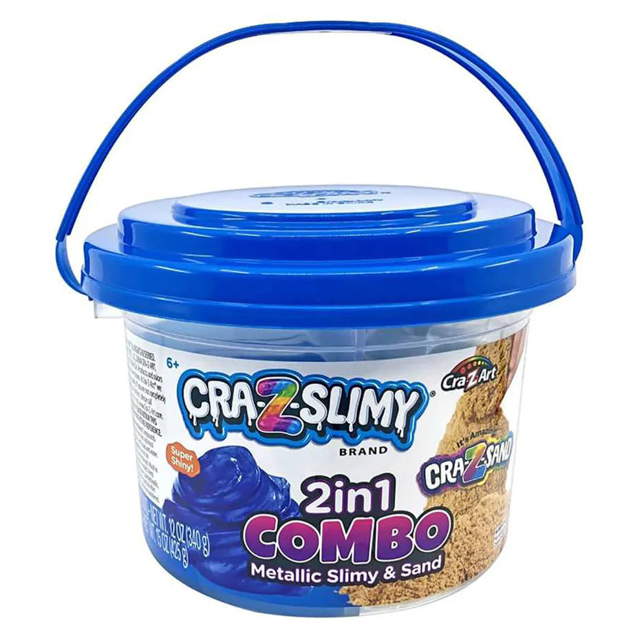 Cra-Z-Slimy 2-in-1 Metallic Slime & Sand Combo Bucket