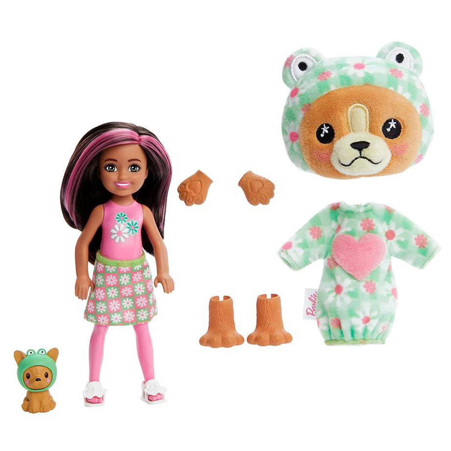 Barbie Cutie Reveal Chelsea Doll in a Puppy as Frog Costume with Pet & 6 Surprises