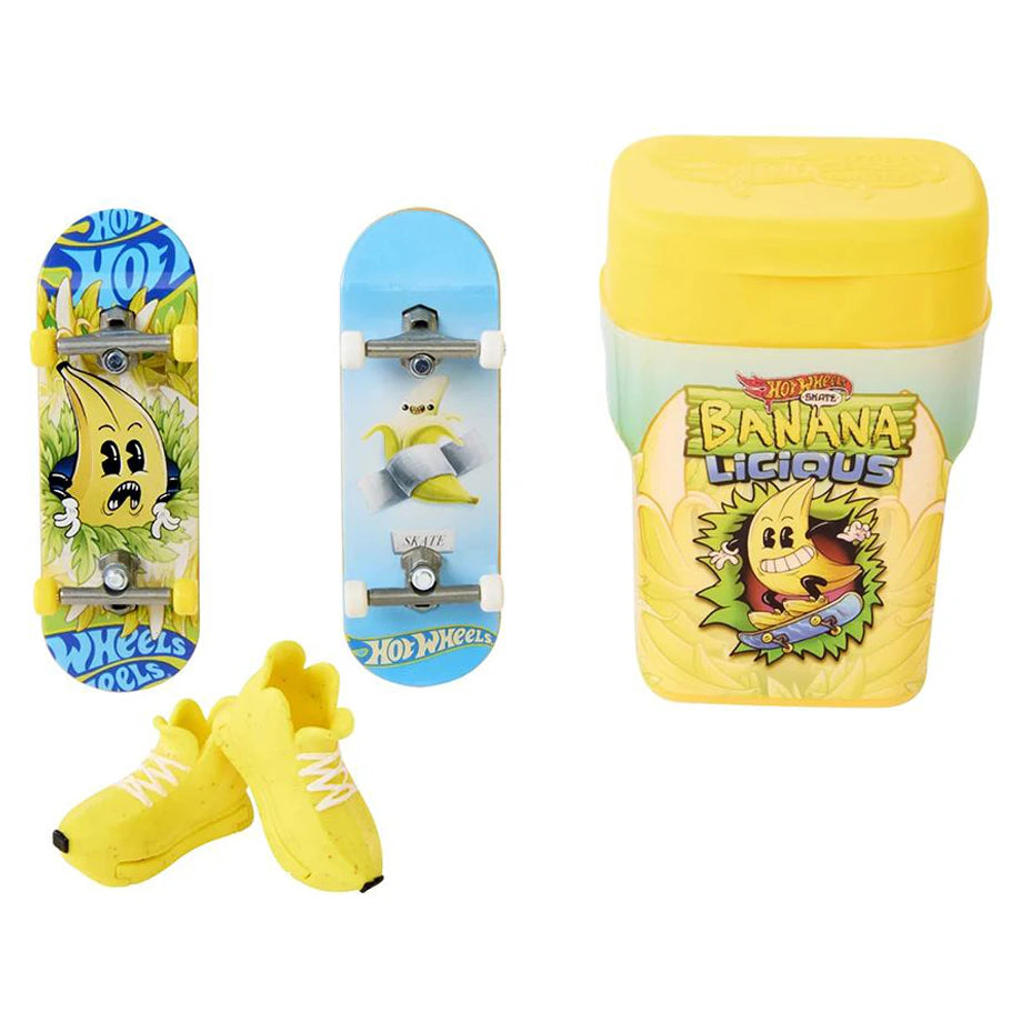 Hot Wheels Skate Gum Container with 2 Fingerboards & Skate Shoes (Assorted)
