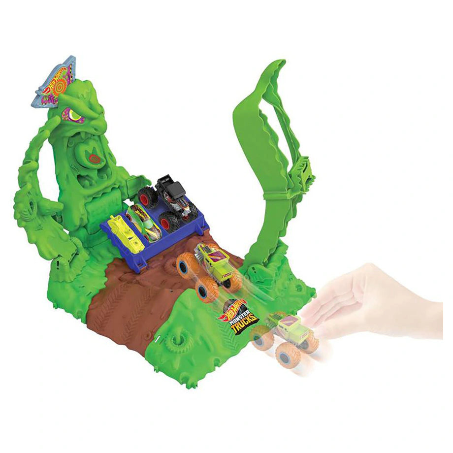 Hot Wheels Monster Trucks Arena Smashers Glow-in-the-Dark Gunkster Ooze Battle Playset