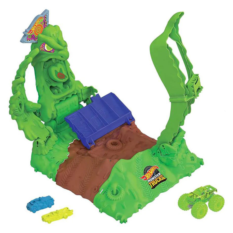 Hot Wheels Monster Trucks Arena Smashers Glow-in-the-Dark Gunkster Ooze Battle Playset