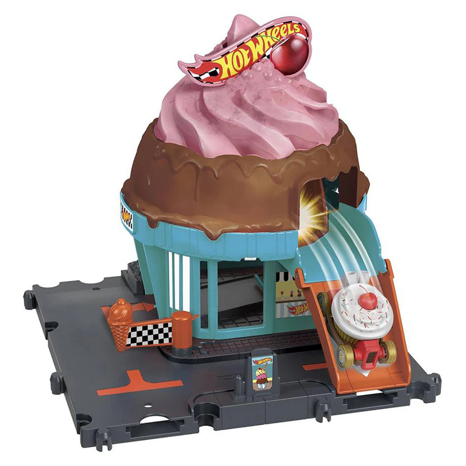Hot Wheels City Let’s Race Downtown Ice Cream Swirl Playset