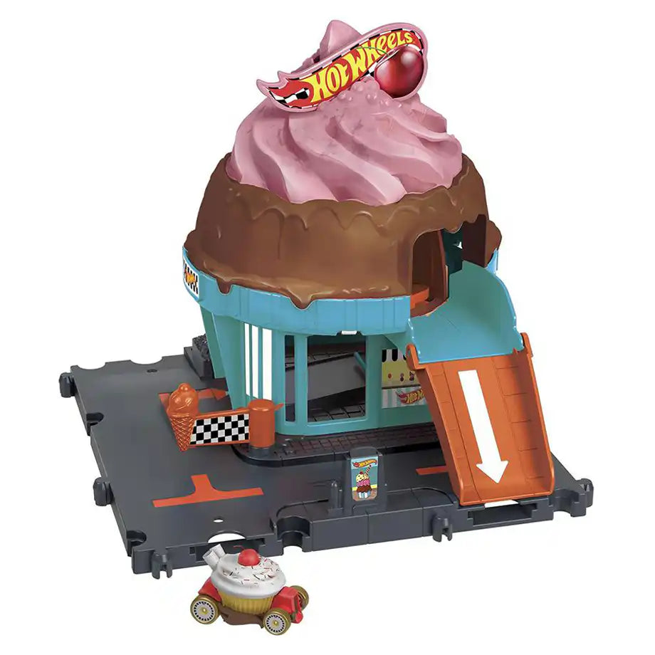 Hot Wheels City Let’s Race Downtown Ice Cream Swirl Playset