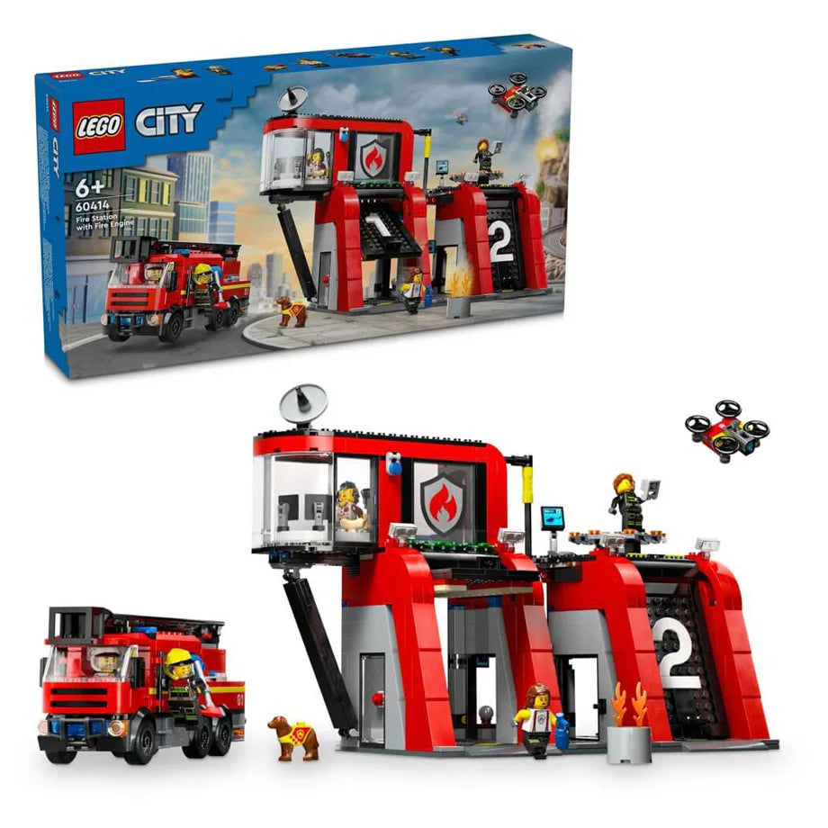 LEGO City Fire Station With Fire Engine Playset Building Set (843 Pieces)